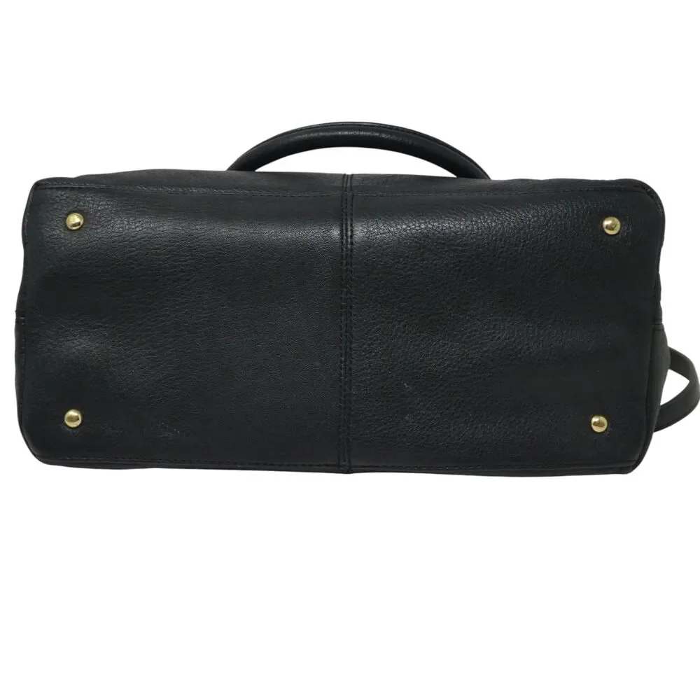 Calvin Klein Black Leather Gold‎ Lock Satchel Shoulder Bag Purse